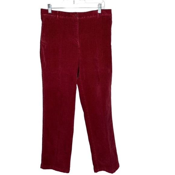 Ll bean Womens Corduory Classic Fit pants size 14 maroon Red - Picture 1 of 5